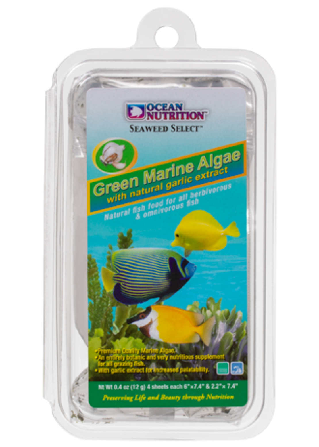 אצות ים ירוקות אושן נוטרישן 12 גרם - Ocean Nutrition Green Marine Algae w. Garlic 12g