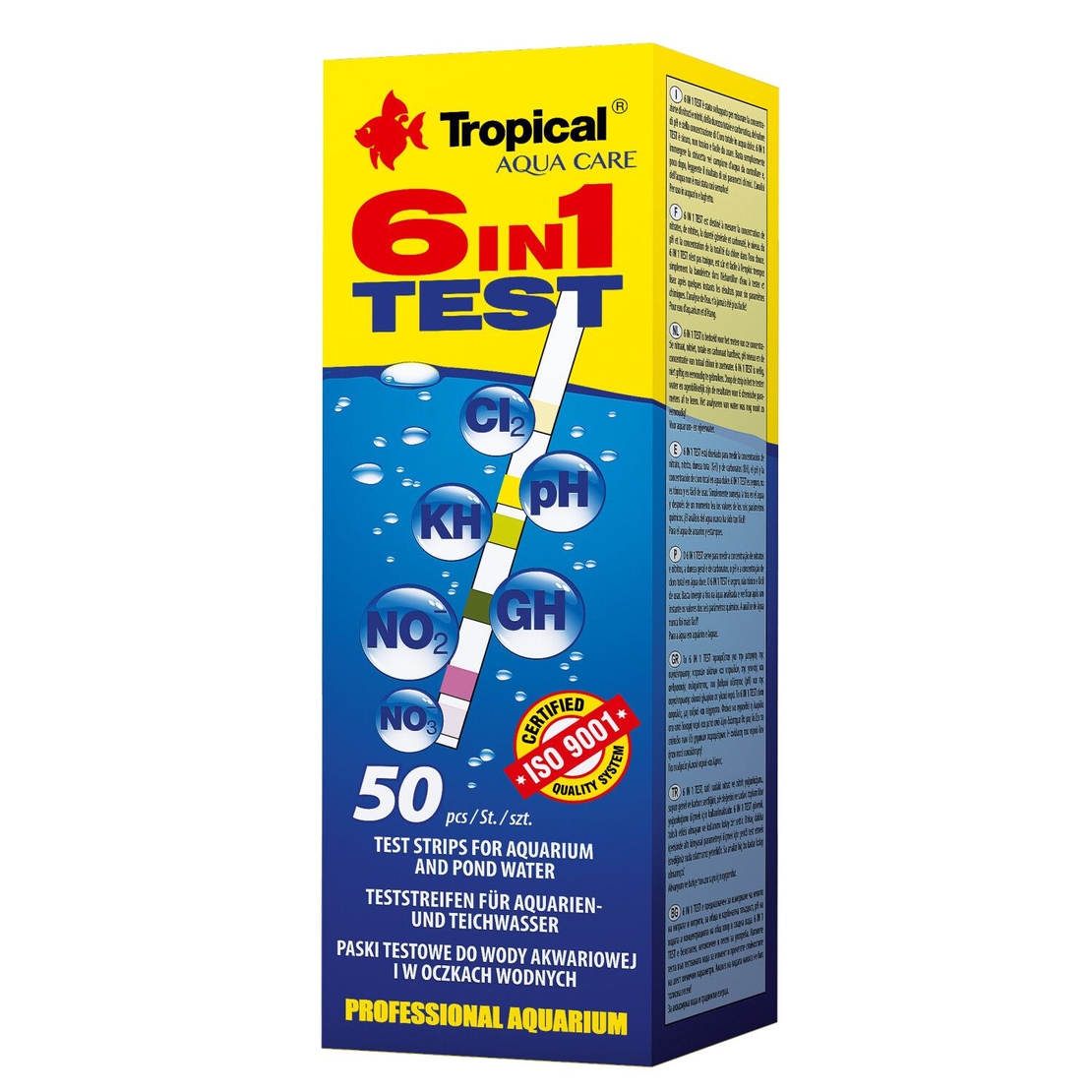 טרופיקל - סטריפ ערכת בדיקה 6 ב-1 למים מתוקים - Tropical CI2 KH pH NO2 GH NO3 Test Strip Kit 6in1