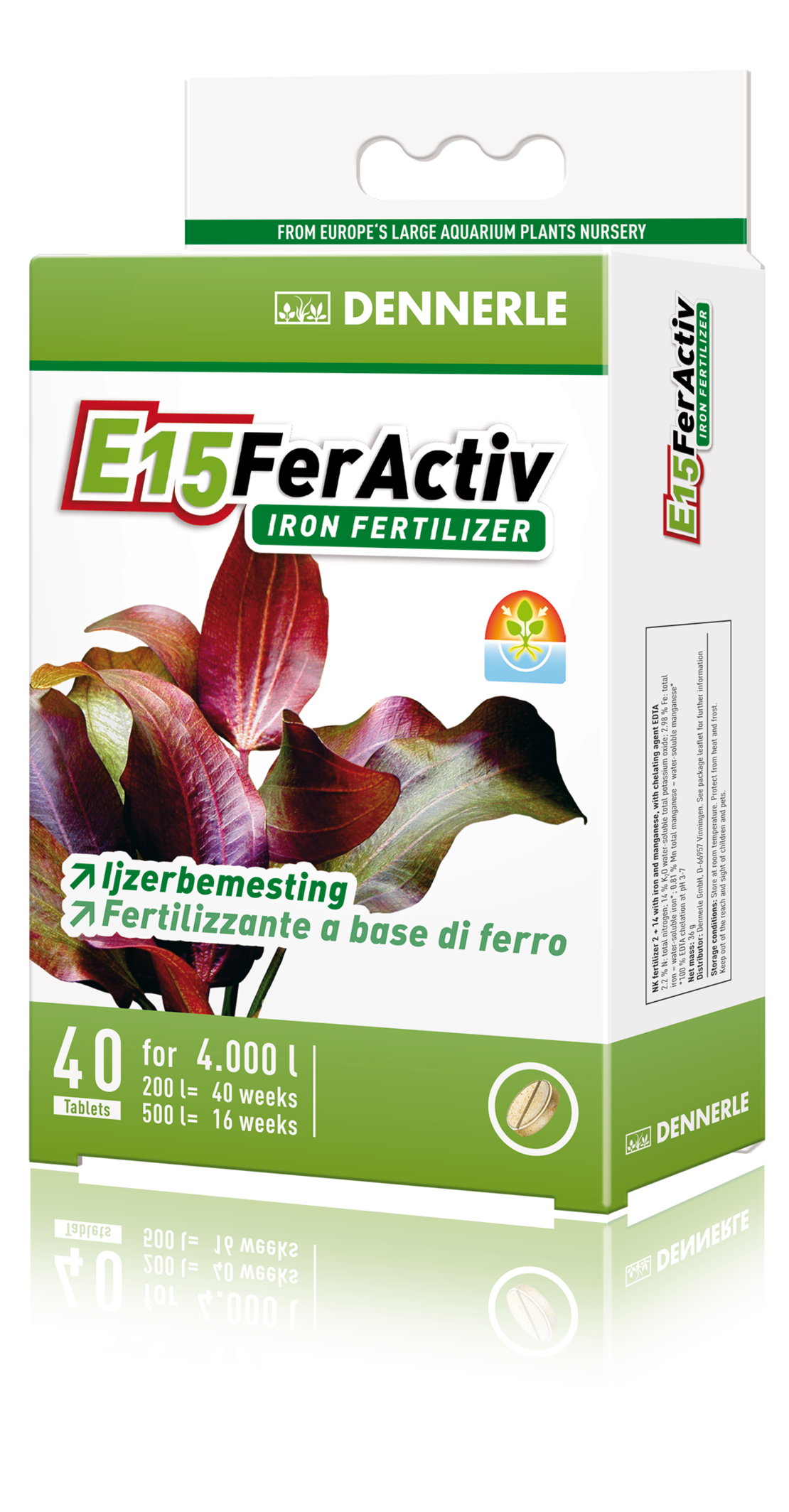 דשן לצמחים אי15 פראקטיב 40 טבליות - DENNERLE E15 FerActiv Iron Fertilizer