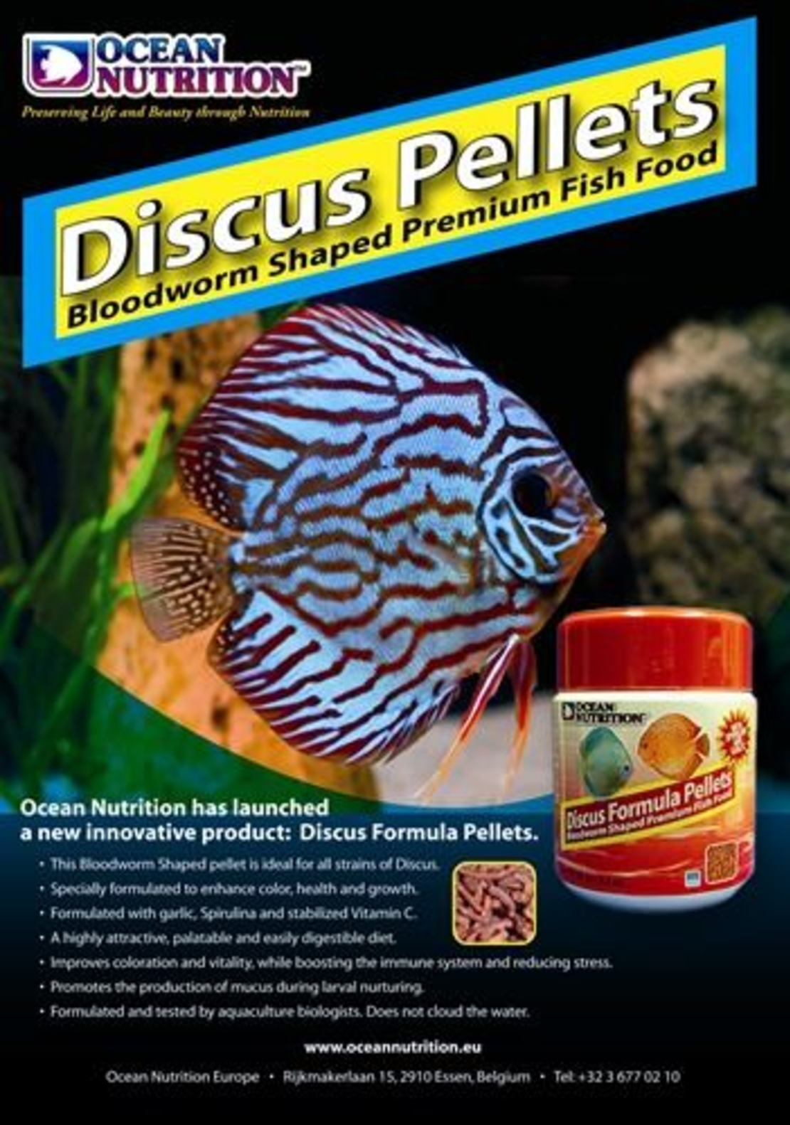 מזון לדיסקוסים אושן נוטרישן 125 גרם - Ocean Nutrition Discus Pellets 125g