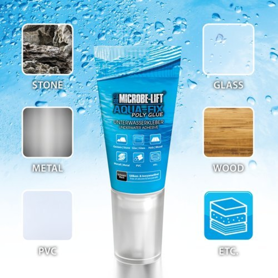 דבק אקווה פיקס פולי גלו 60 מ”ל - Microbe Lift Aqua-Fix Poly Glue