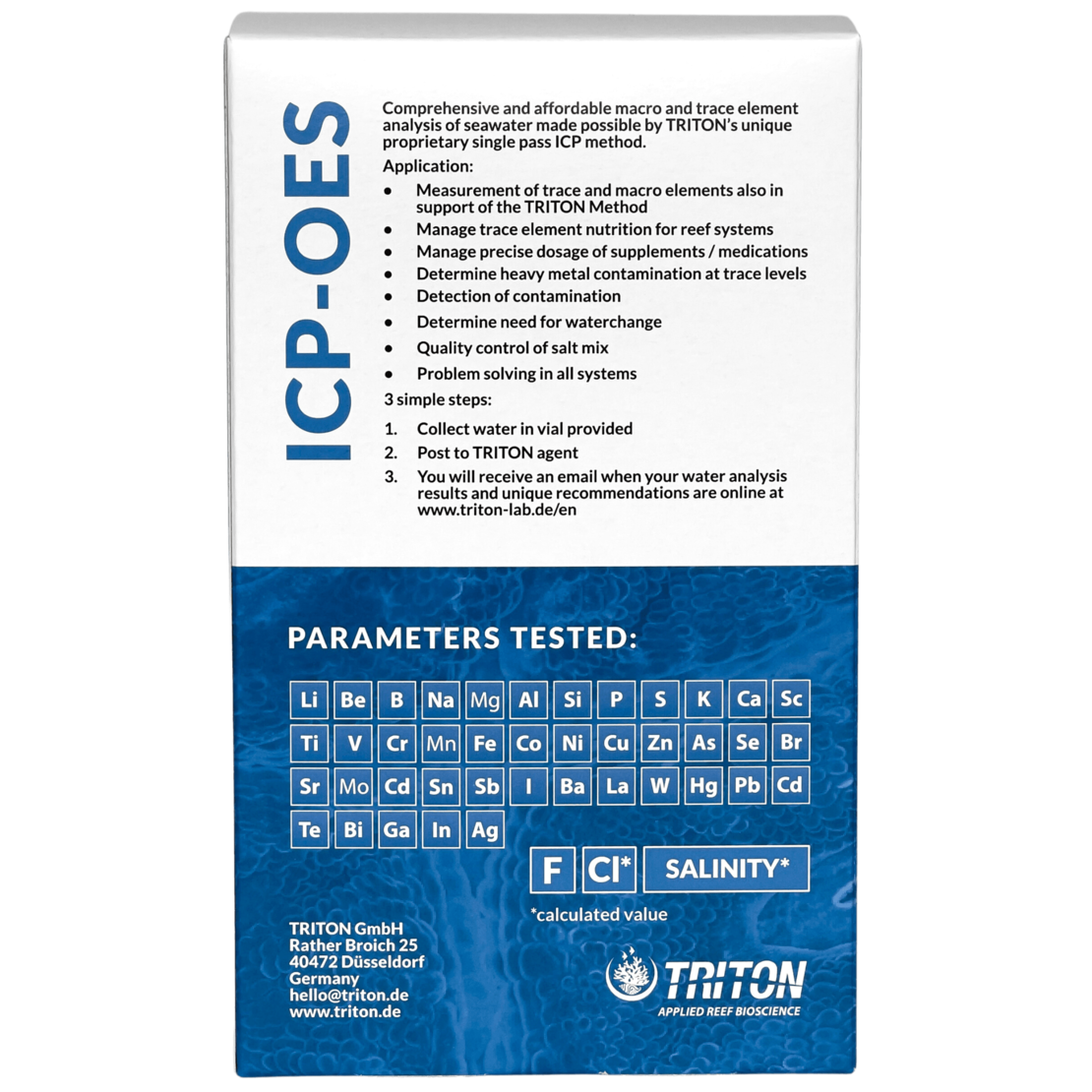 בדיקת מעבדה ICP טריטון ל44 אלמנטים במים מלוחים  - Triton ICP-OES