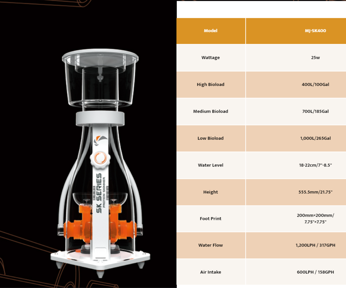 פורק חלבונים מקספקט גאמפ MJ SK400 (400-1,000 ליטר) - Maxspect Protein Skimmer