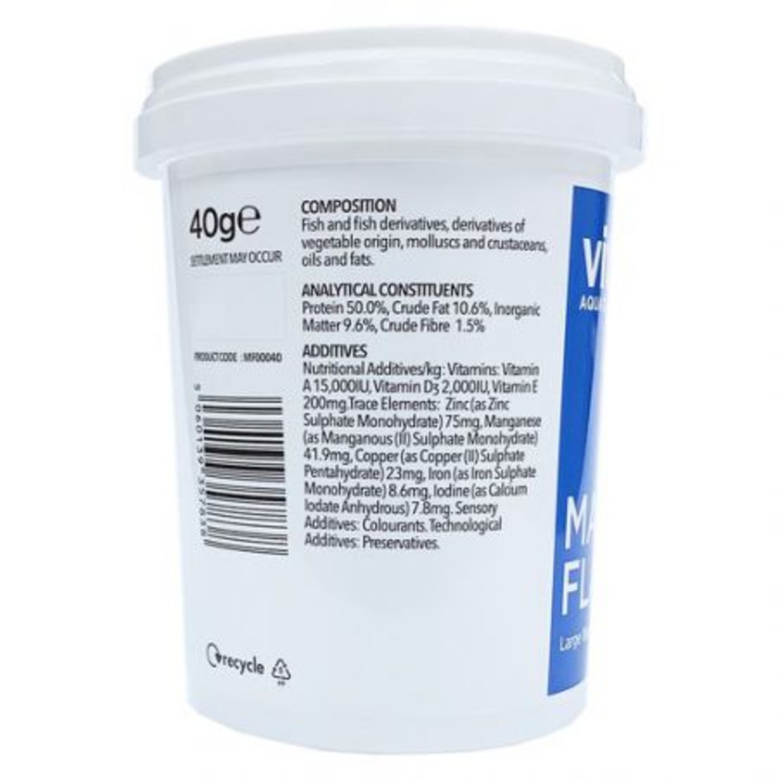 מזון דגים מרין פלייקס דפים 40 גרם ויטליס - Vitalis Marine Flakes 40g