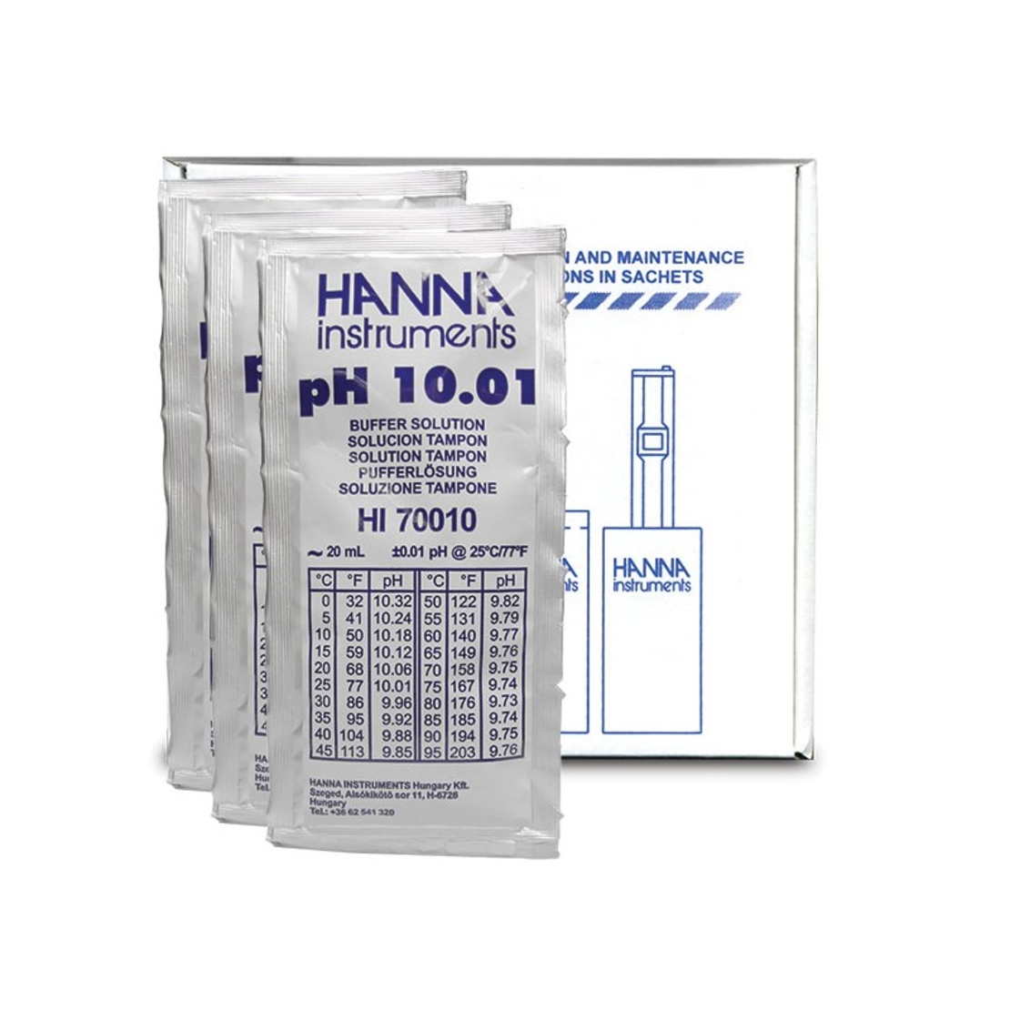 נוזל כיול PH 10.01 האנה HI70010P לכיול מכשירי מדידה בשקית 20 מ