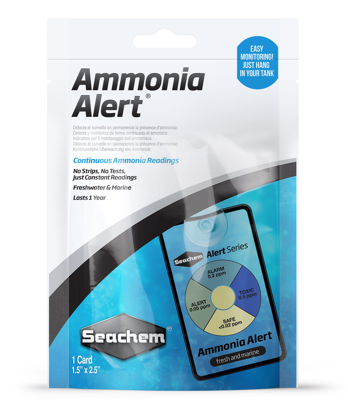 בדיקה נצמדת לרמת אמוניה אלרט סיכם - Seachem Ammonia Alert