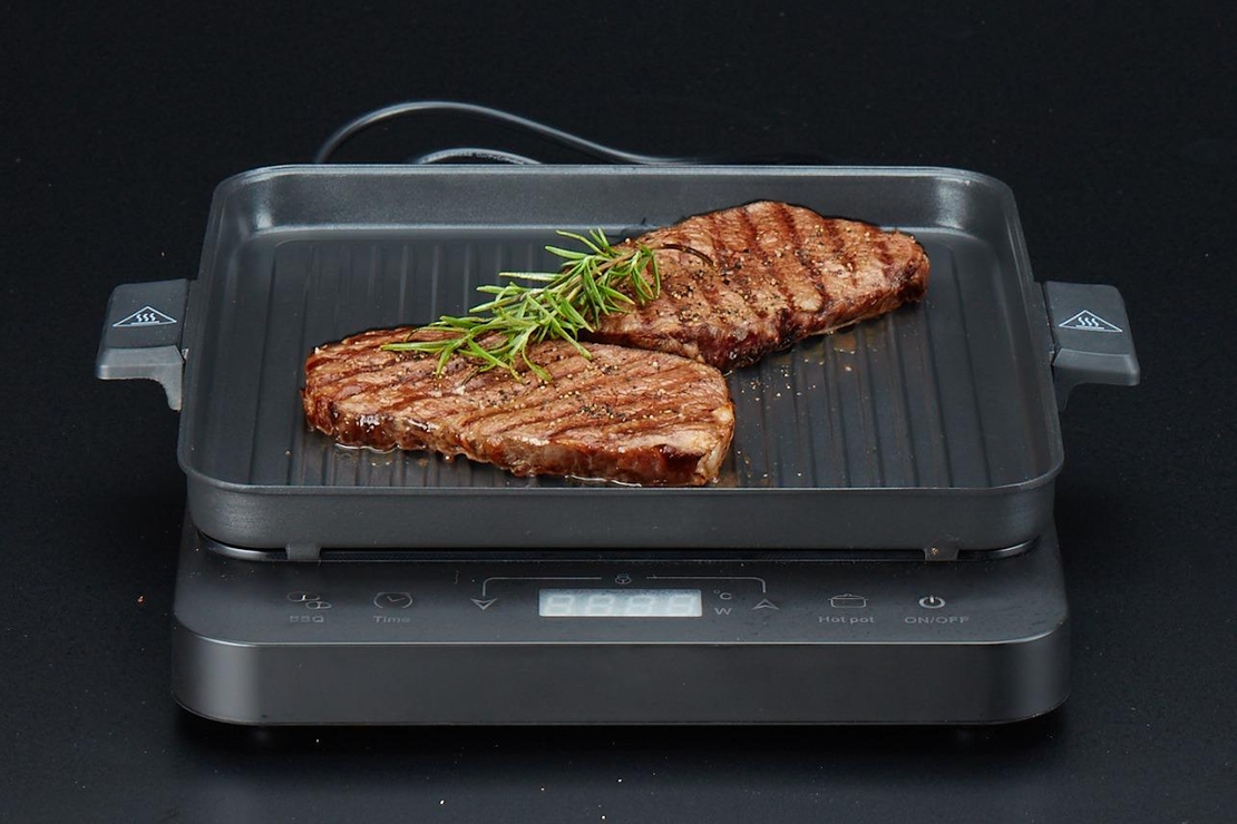 מג׳יק COOK & GRILL - פלטת אינדוקציה חשמלית עם סיר 6 לט' ופלטת גריל