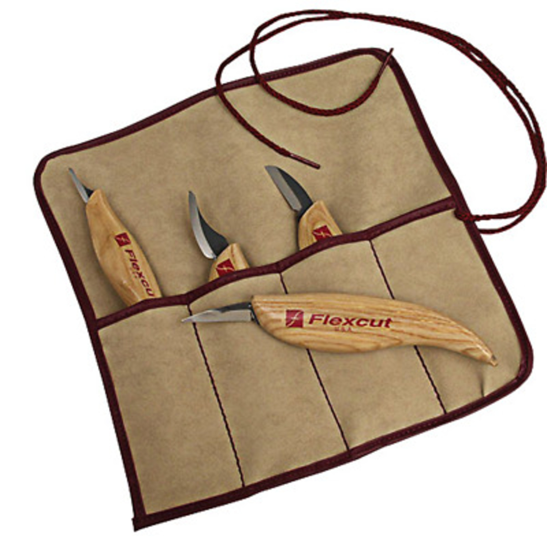 סט 4 סכינים לגילוף בנרתיק בד פלקסקאט-TOOLEDEN FLEXCUT KN100