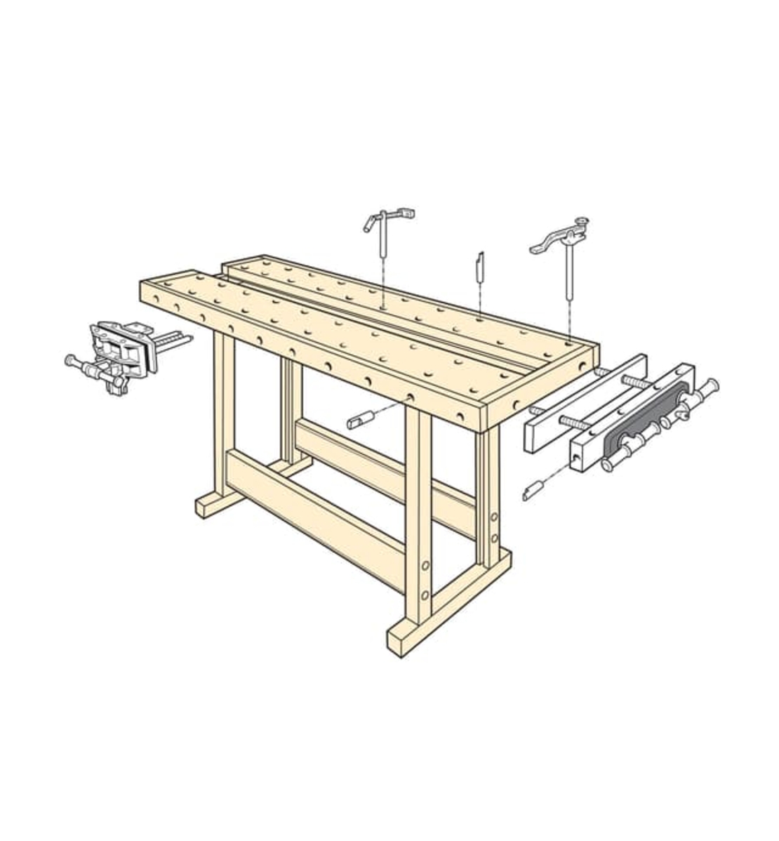 תכנית שולחן נגרים VERITAS WORKBENCH PLAN