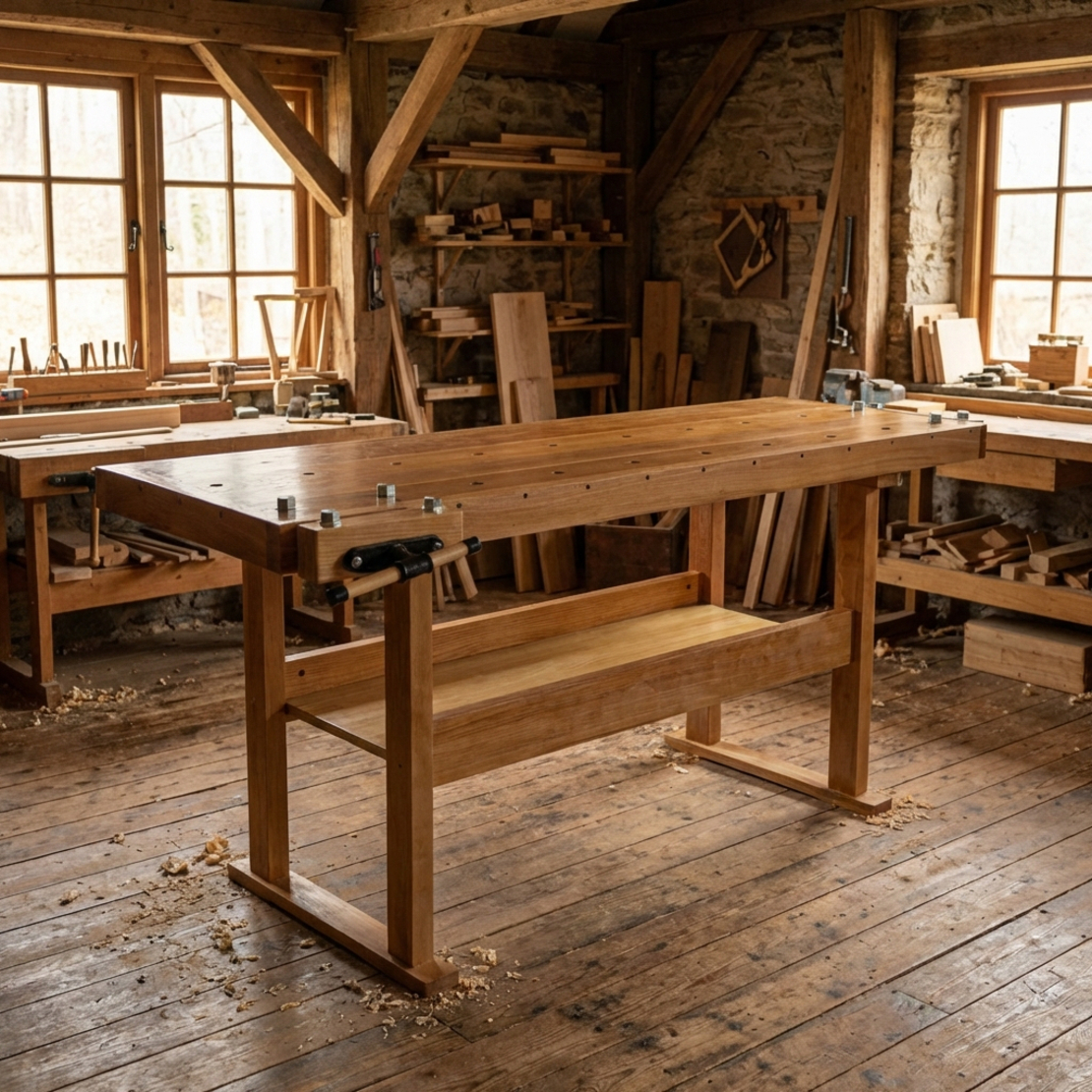 שולחן נגרים מעץ בוק גרמני כבד. BURT 1920