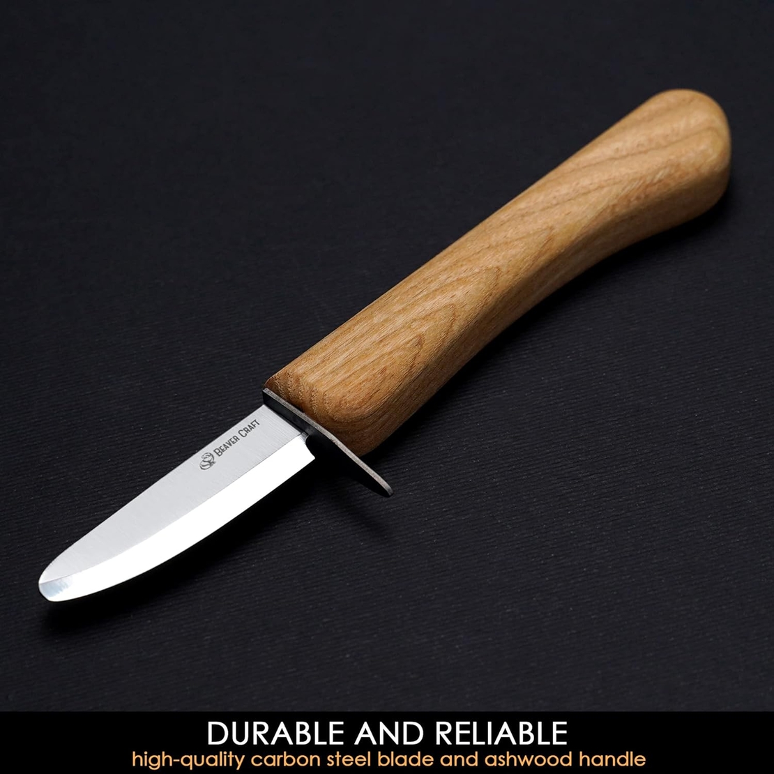 סכין גילוף בטוחה לילדים עם נדן עור BEAVERCRAFT C1KID