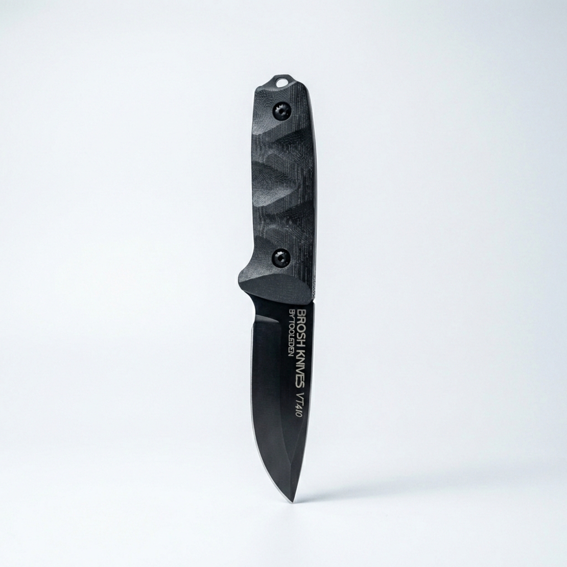 סכין בושקראפט מושחרת אלחלד - BROSH KNIVES VT410