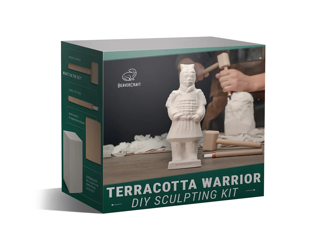 ערכת פיסול באבן ( גבס) למתחילים - לוחם טראקוטה BEAVERCRAFT