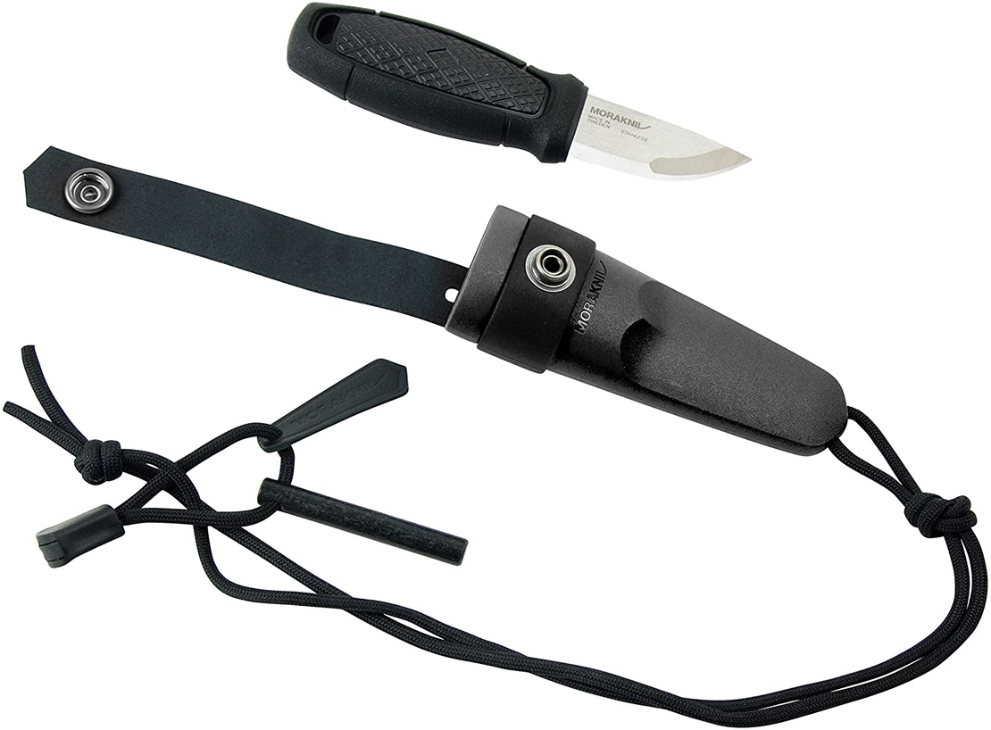 סכין אלדריס עם אבן צור וידית שחורה MORAKNIV ELDRIS