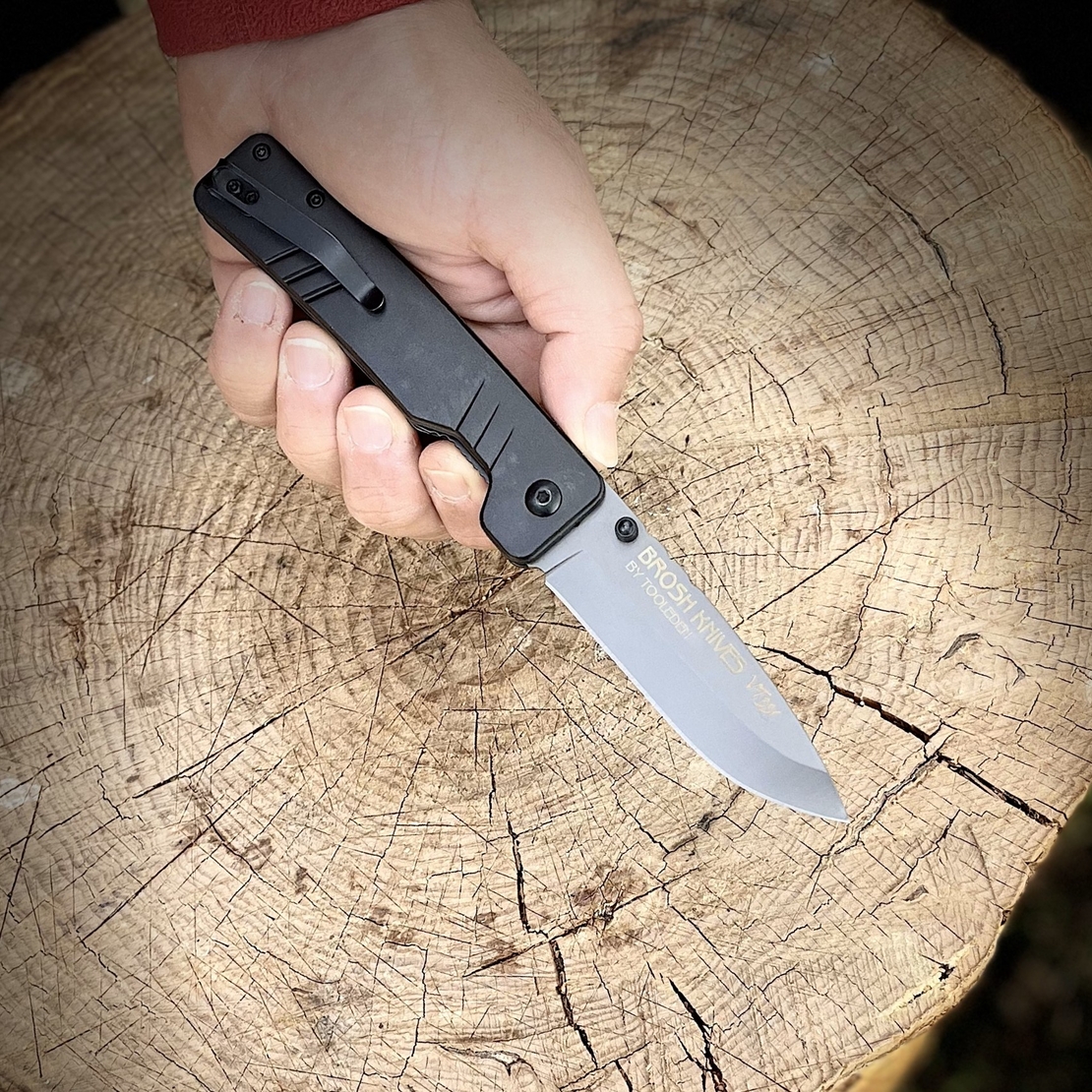 סכין מתקפלת מושחרת - BROSH KNIVES VT331