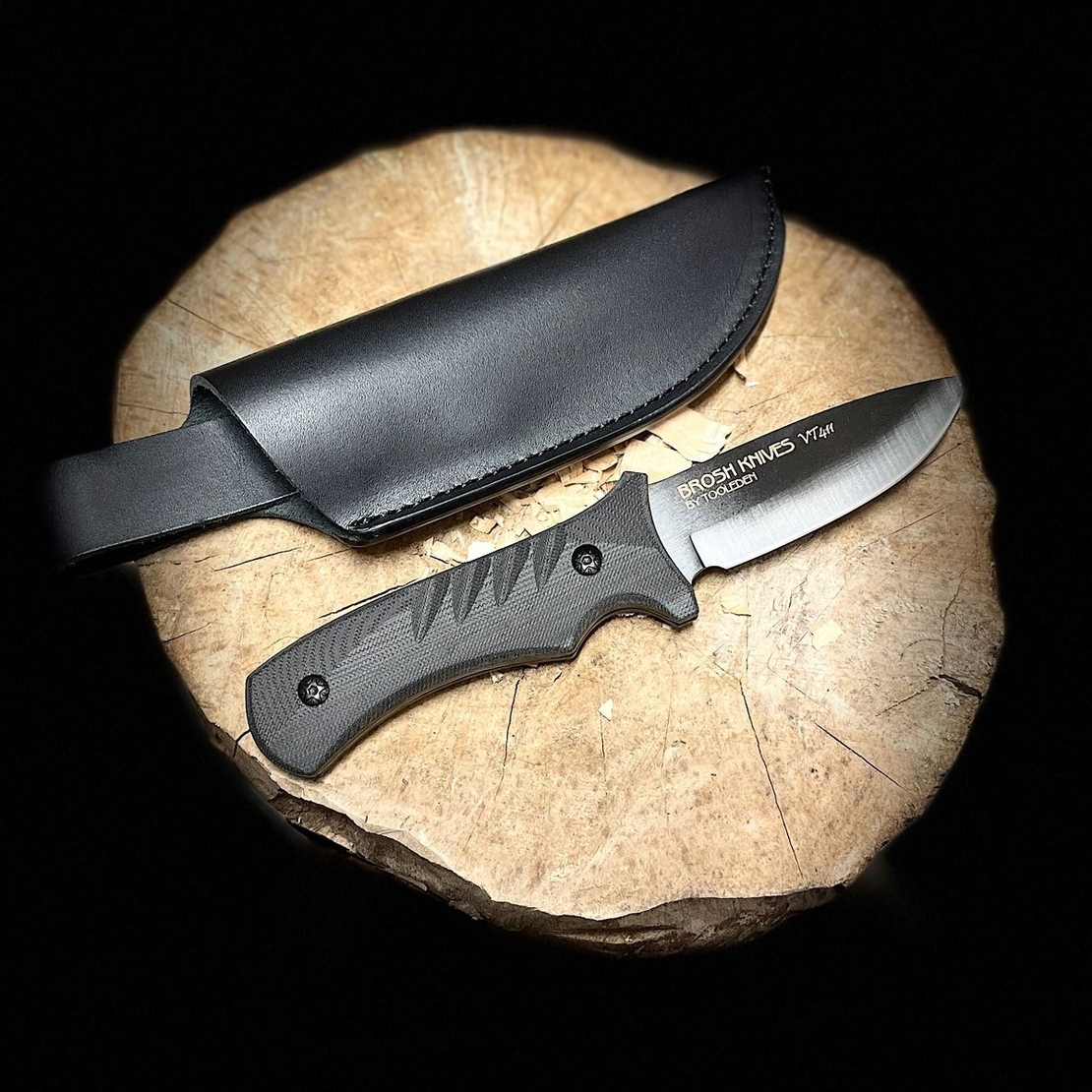 סכין בושקראפט מושחרת אלחלד - BROSH KNIVES VT411