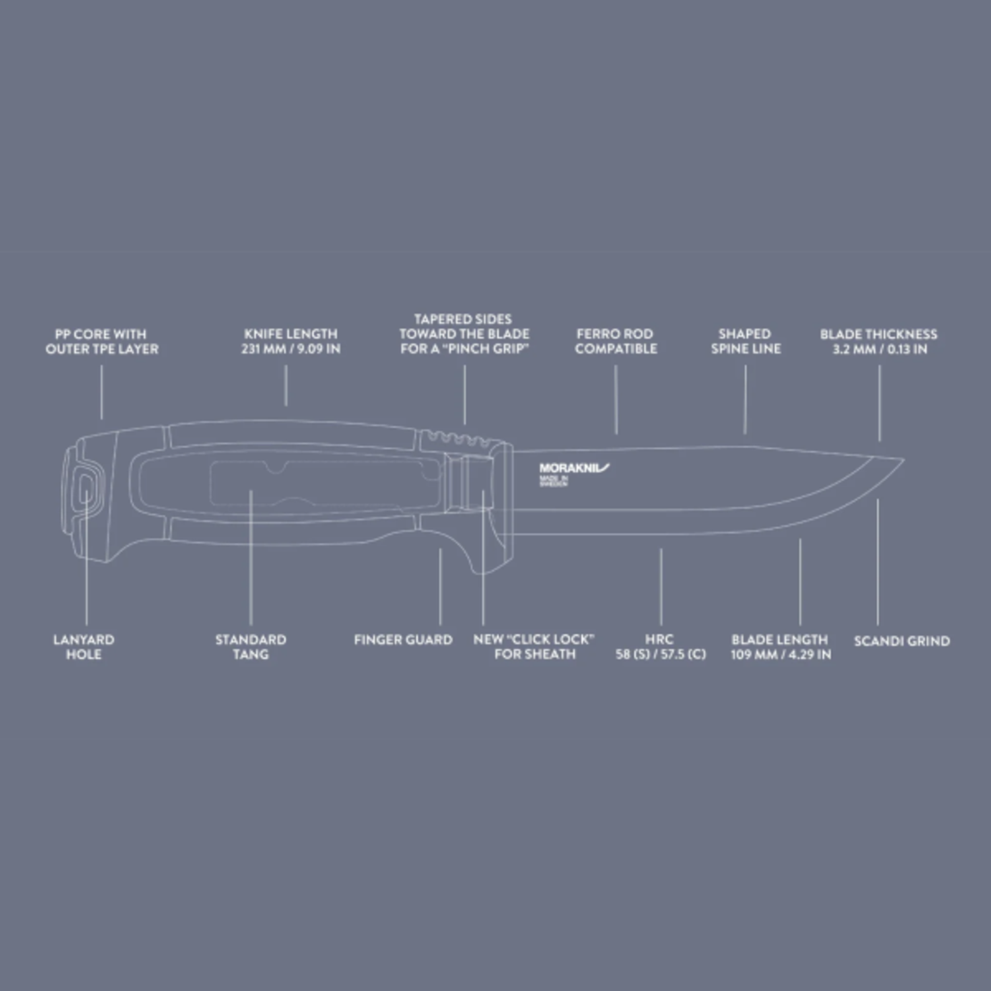 סכין מורה-קניב אמברג מושחרת -MORAKNIV AMBERG BLACK SKIES