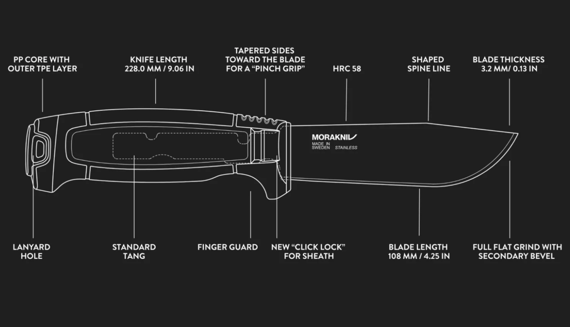 סכין מורה-קניב אמברג שטוח מלא -MORAKNIV AMBERG FULL FLAT