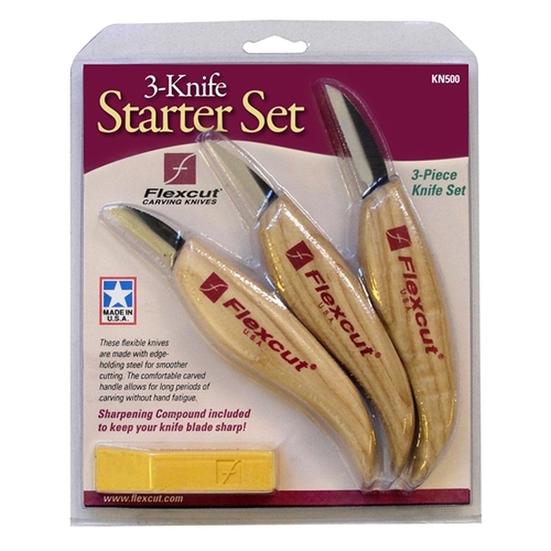 סט 3 סכיני התחלה פלקסקאט - FLEXCUT KN500 3-Knife Starter Kit