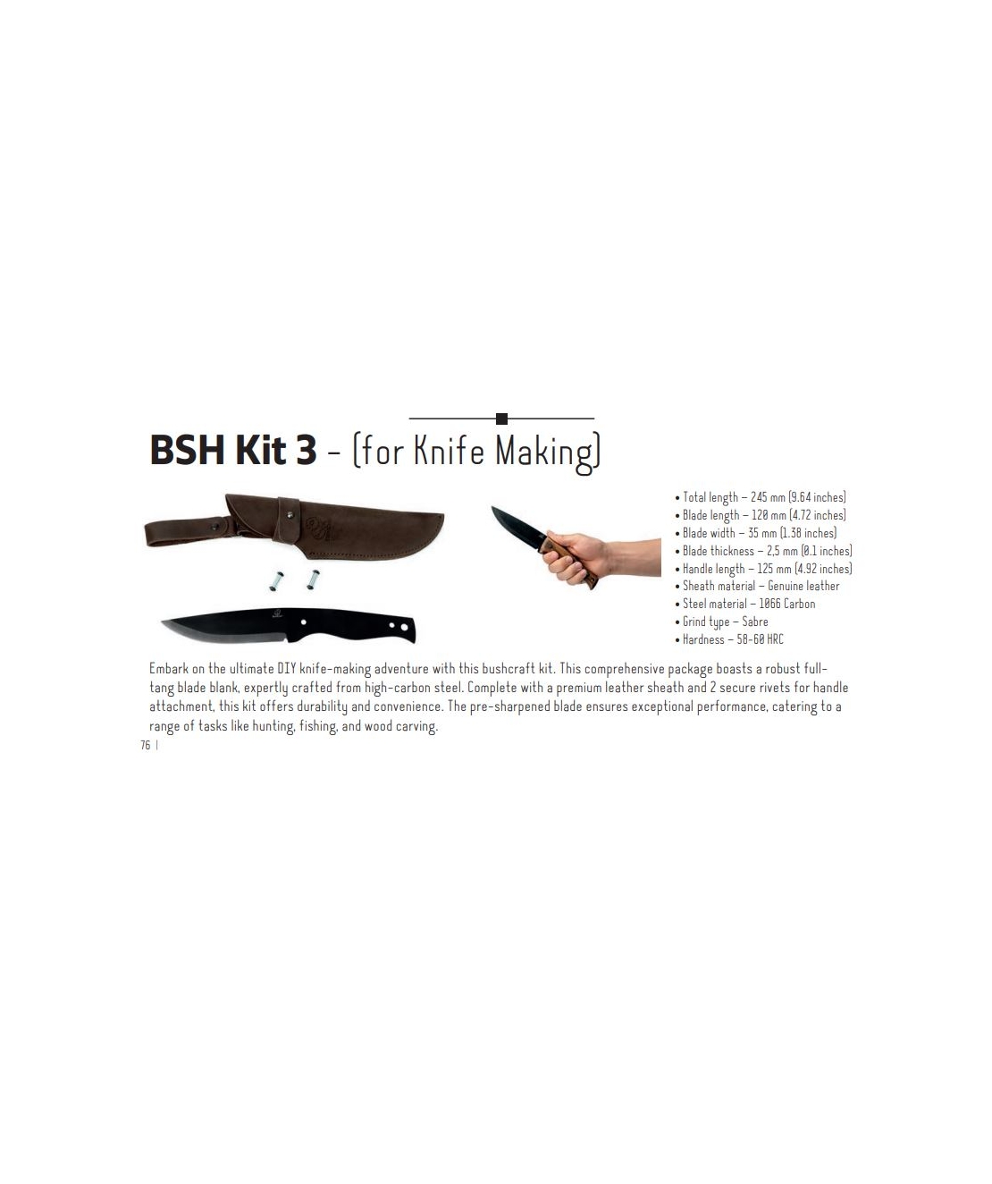 ערכה לבניה עצמית סכין שטח BEAVERCRAFT BSH3KIT