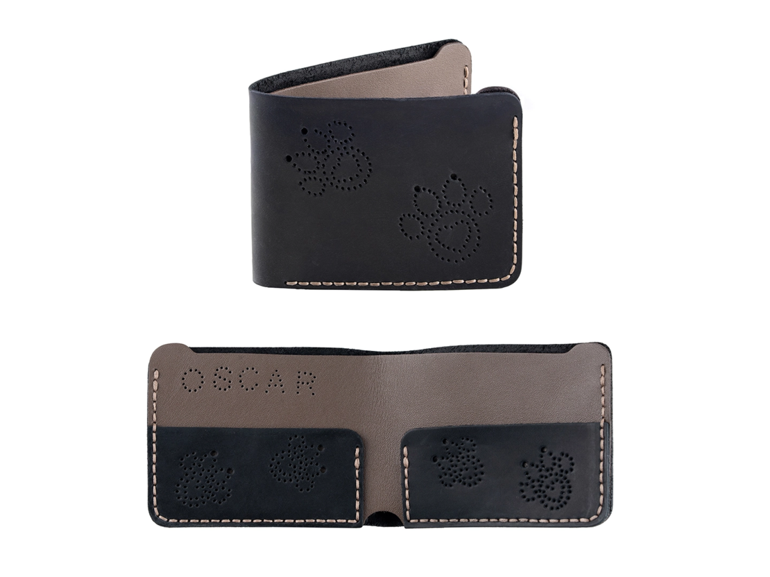 ערכת יצירה בעור, ארנק' אפור ושחור - BEAVERCRAFT DIY WALLET