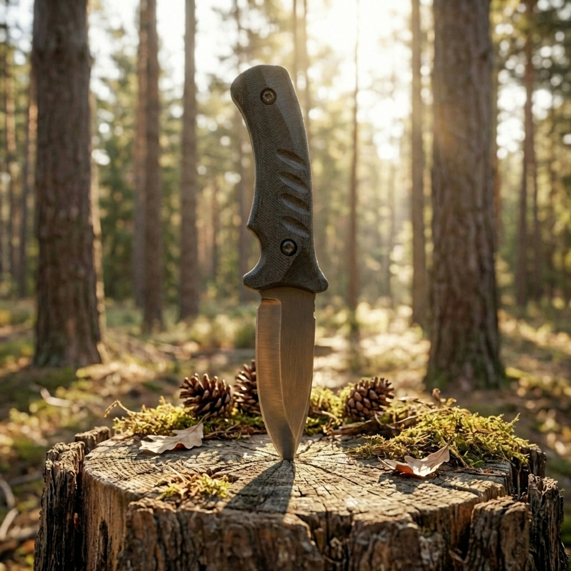 סכין בושקראפט מושחרת אלחלד - BROSH KNIVES VT411