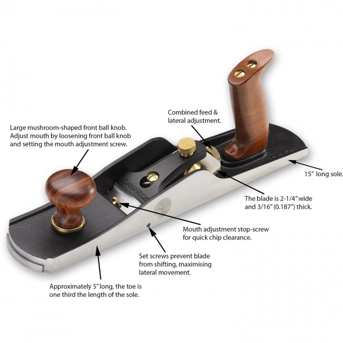 מקצועת ג'ק זווית נמוכה PMVII ווריטאס - VERITAS LA JACK PLANE PMVII