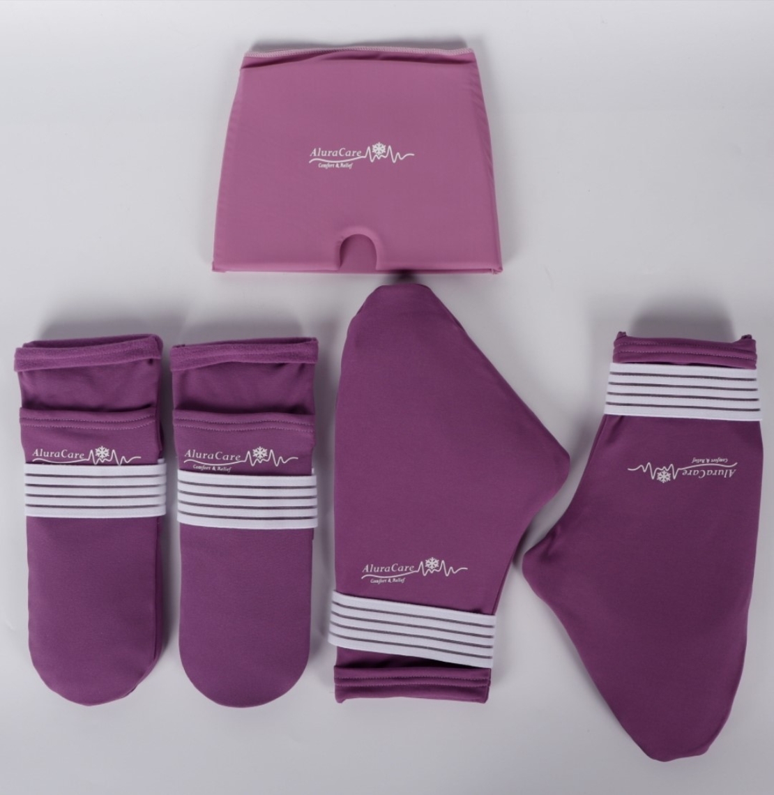 AluraCare Gloves, Socks & Cap Set – Reusable Gel Ice Packs for Hand, Foot & Head , סט כפפות וגרביים וכובע של AluraCare - שקיות  ג'ל רב פעמיות לחום וקור לידיים, רגליים וראש - מידה LARGE