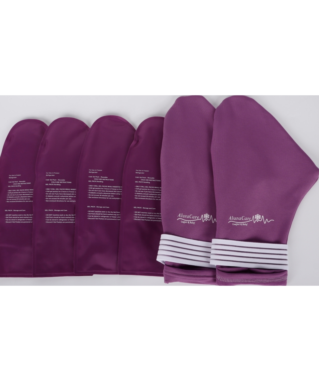 AluraCare Gloves, Socks & Cap Set – Reusable Gel Ice Packs for Hand, Foot & Head , סט כפפות וגרביים וכובע של AluraCare - שקיות  ג'ל רב פעמיות לחום וקור לידיים, רגליים וראש - מידה LARGE