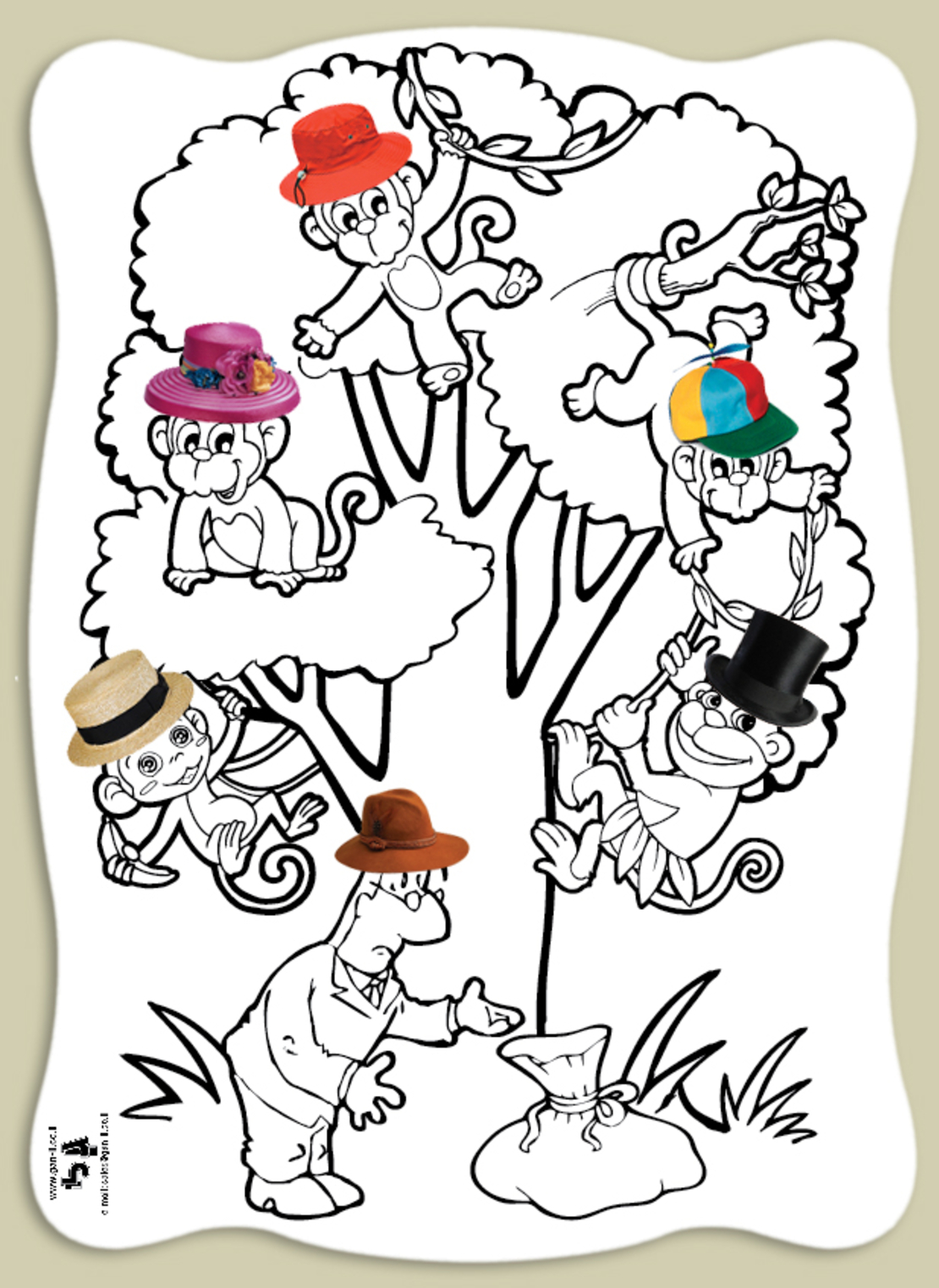 יצירה סיפור הכובעים + מדבקות 1/36