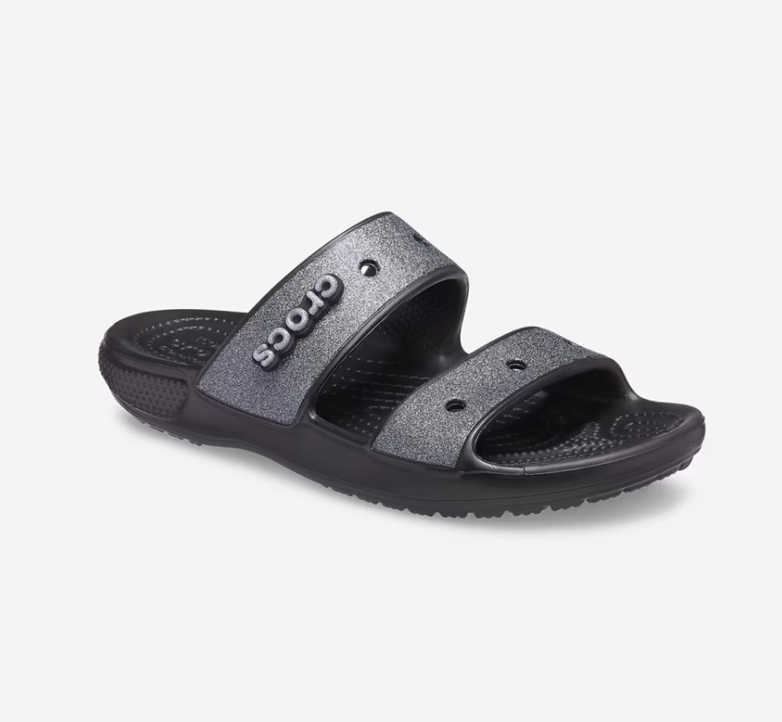 סנדלים לנשים קרוקס שתי רצועות Crocs Classic Glitter Sandal שחור נצנצים