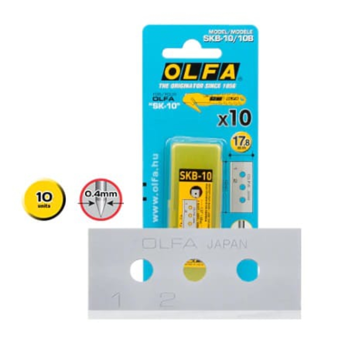 מארז 10 להבי אולפה לסכין בטיחות SK-10 מתוצרת OLFA דגם SKB-10/10B