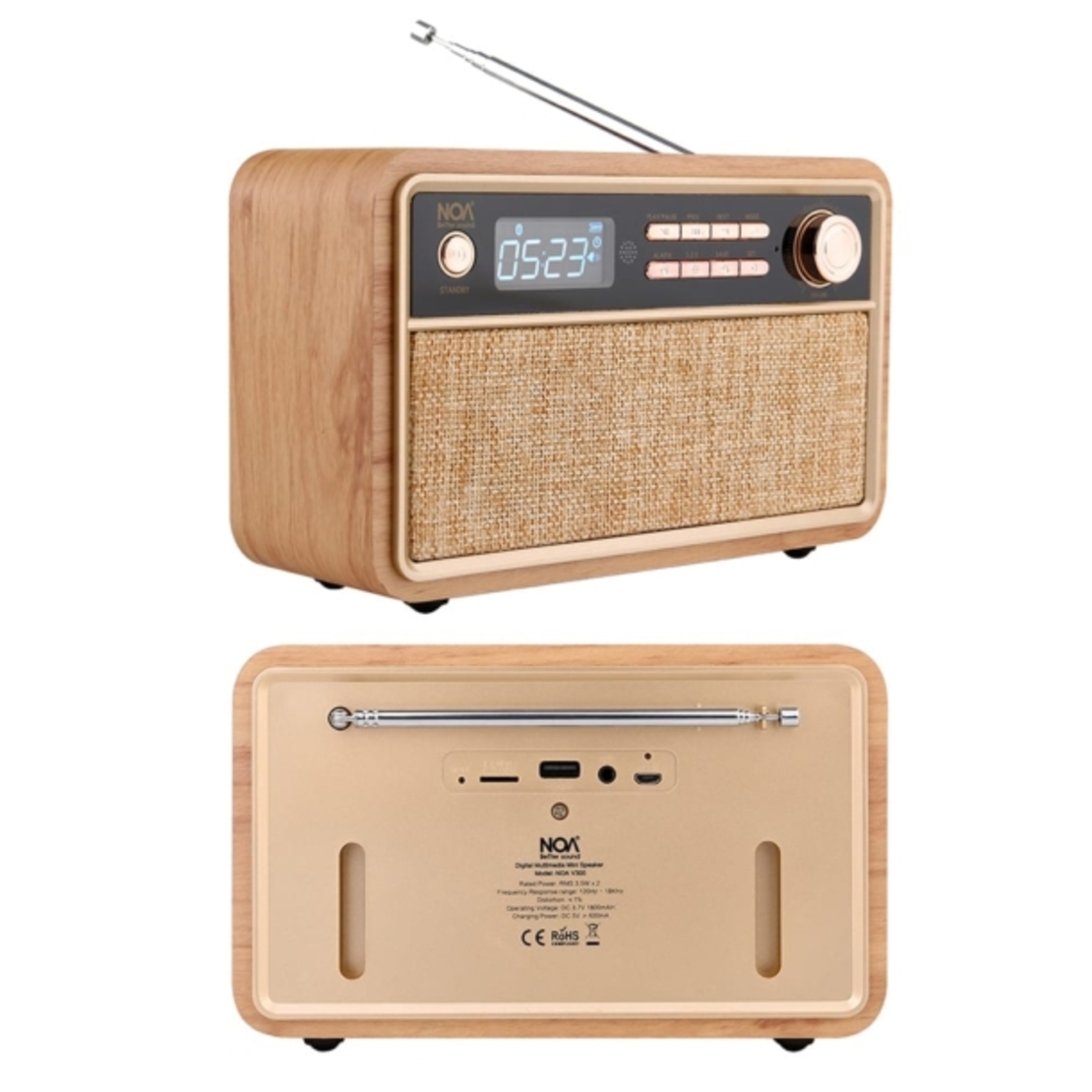 רדיו בלוטוס נטען בעיצוב רטרו קלאסי - NOA sound box V300