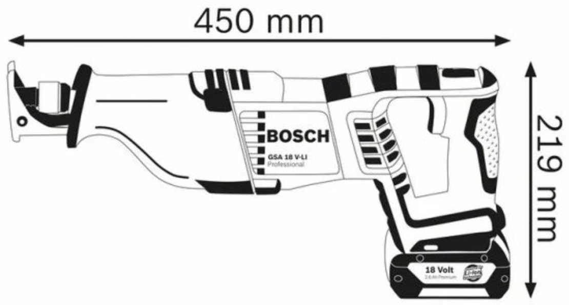 מסור חרב נטען בוש Bosch CRS180B GSA 18 V-LI  18V - (גוף בלבד)