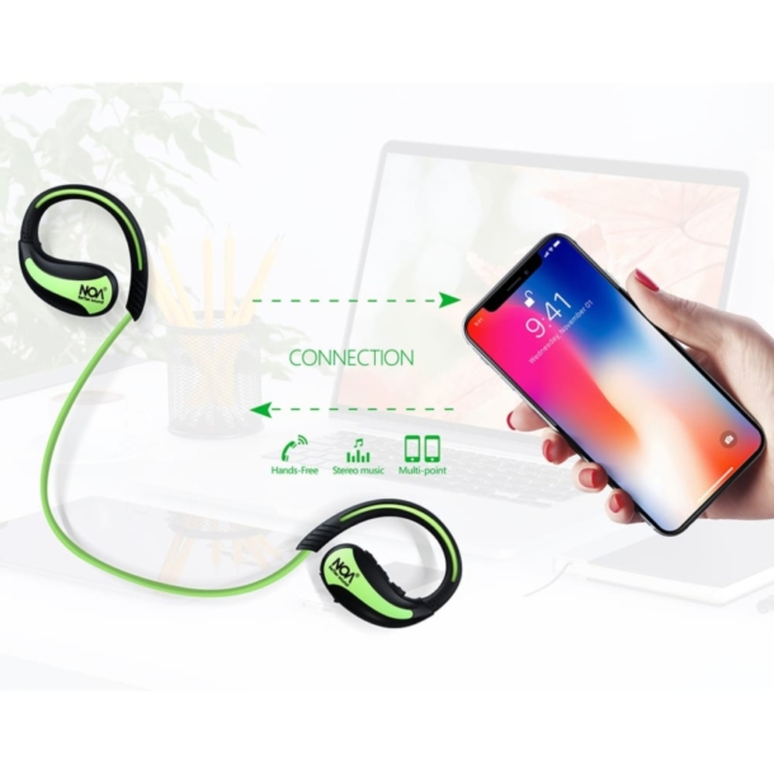 אוזניות בלוטוס ספורט ייעודיות לריצה NOA Active Plus