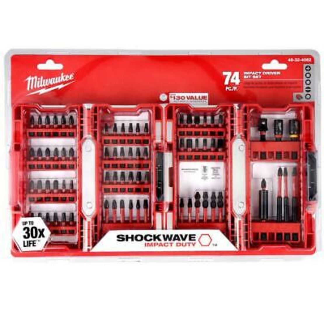 סט ביטים מילווקי מקצועי 74 חלקים מסדרת SHOCKWAVE Milwaukee