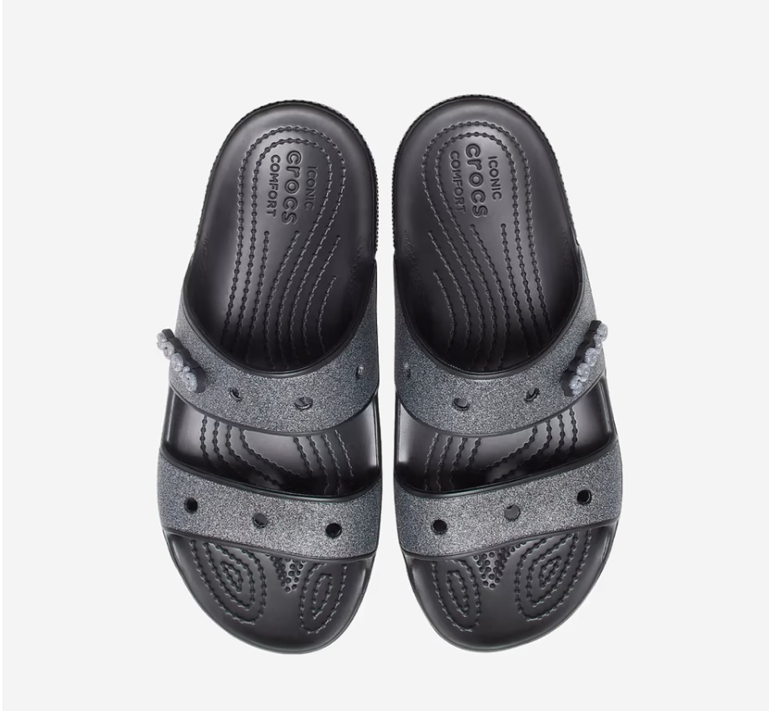 סנדלים לנשים קרוקס שתי רצועות Crocs Classic Glitter Sandal שחור נצנצים