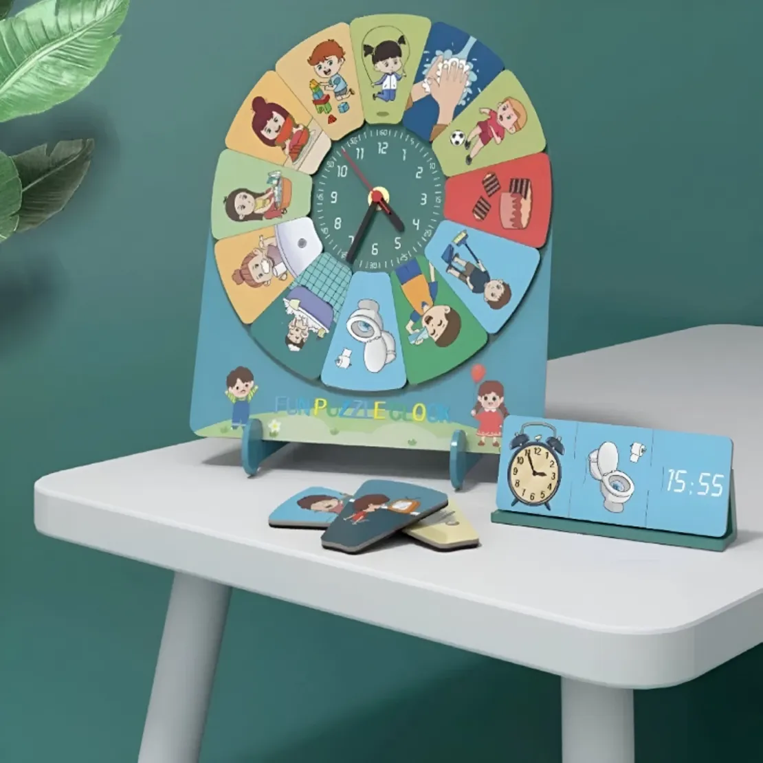 משחק עץ - שעון ופעולות Fun Puzzle Clock