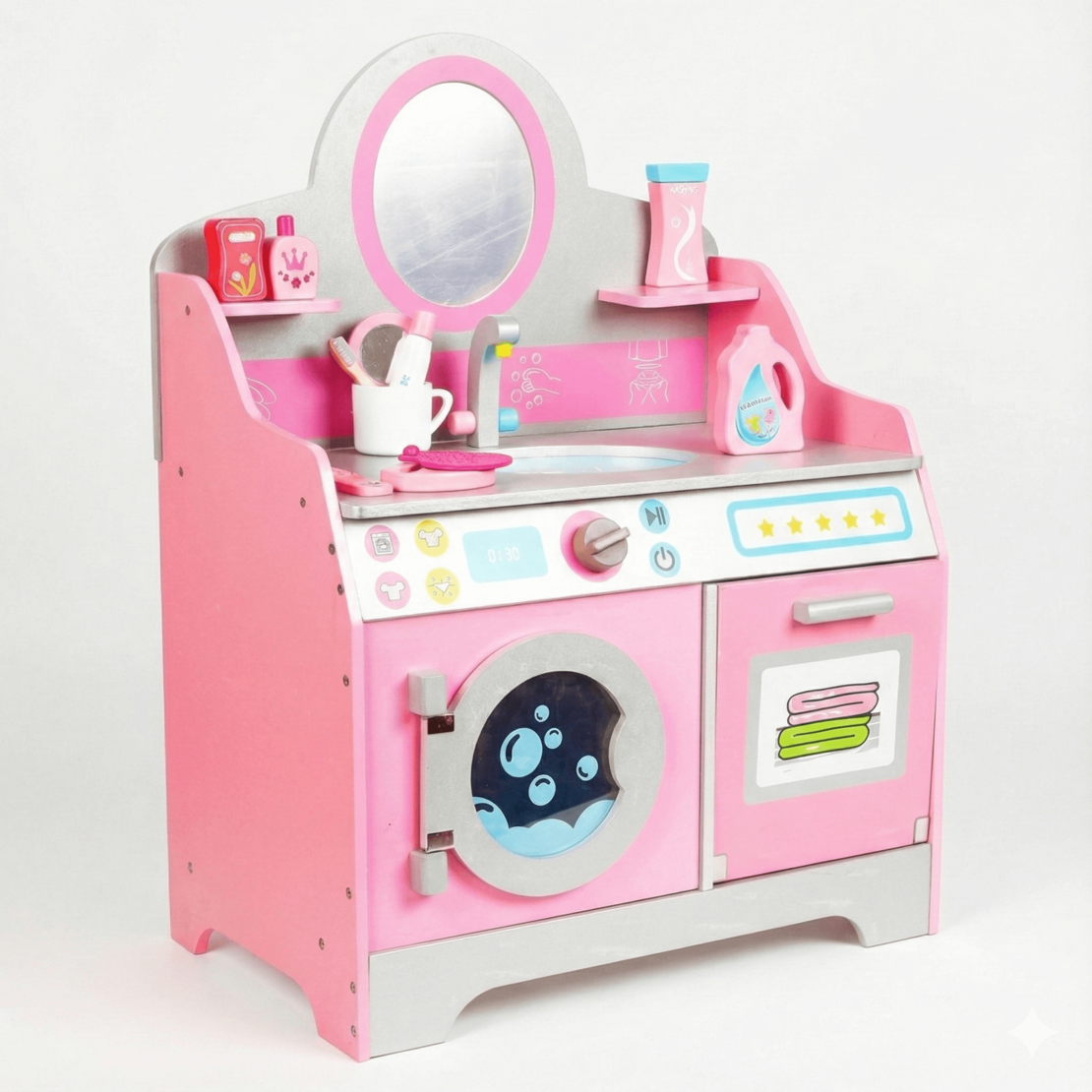 מכונת כביסה ומייבש - עץ