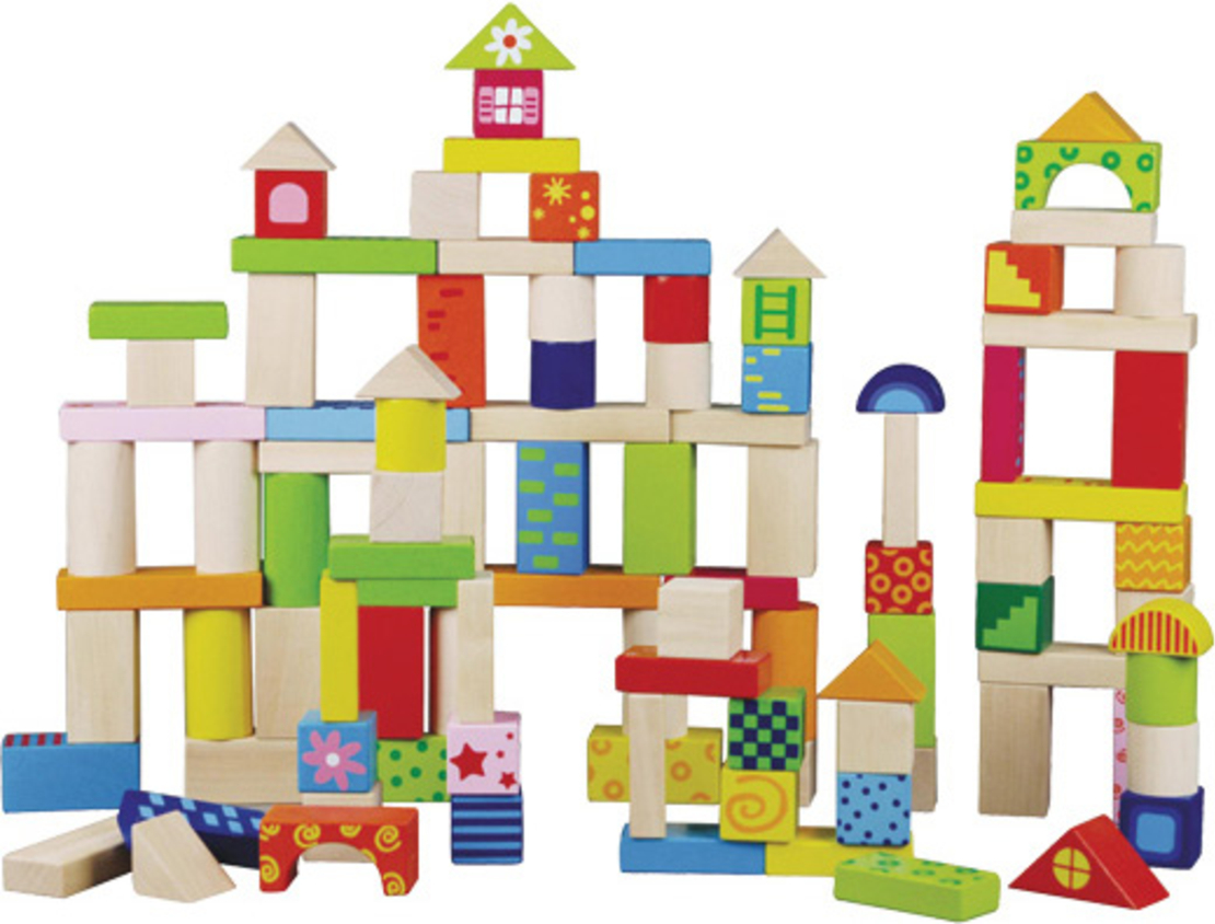 דלי לבני בנייה צבעוניים 100 חלקים מבית Pit Toys