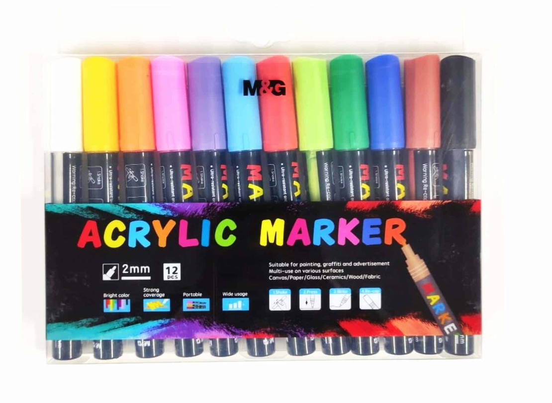 12 טושים אקריליים פוסקה   POSCA  2MM