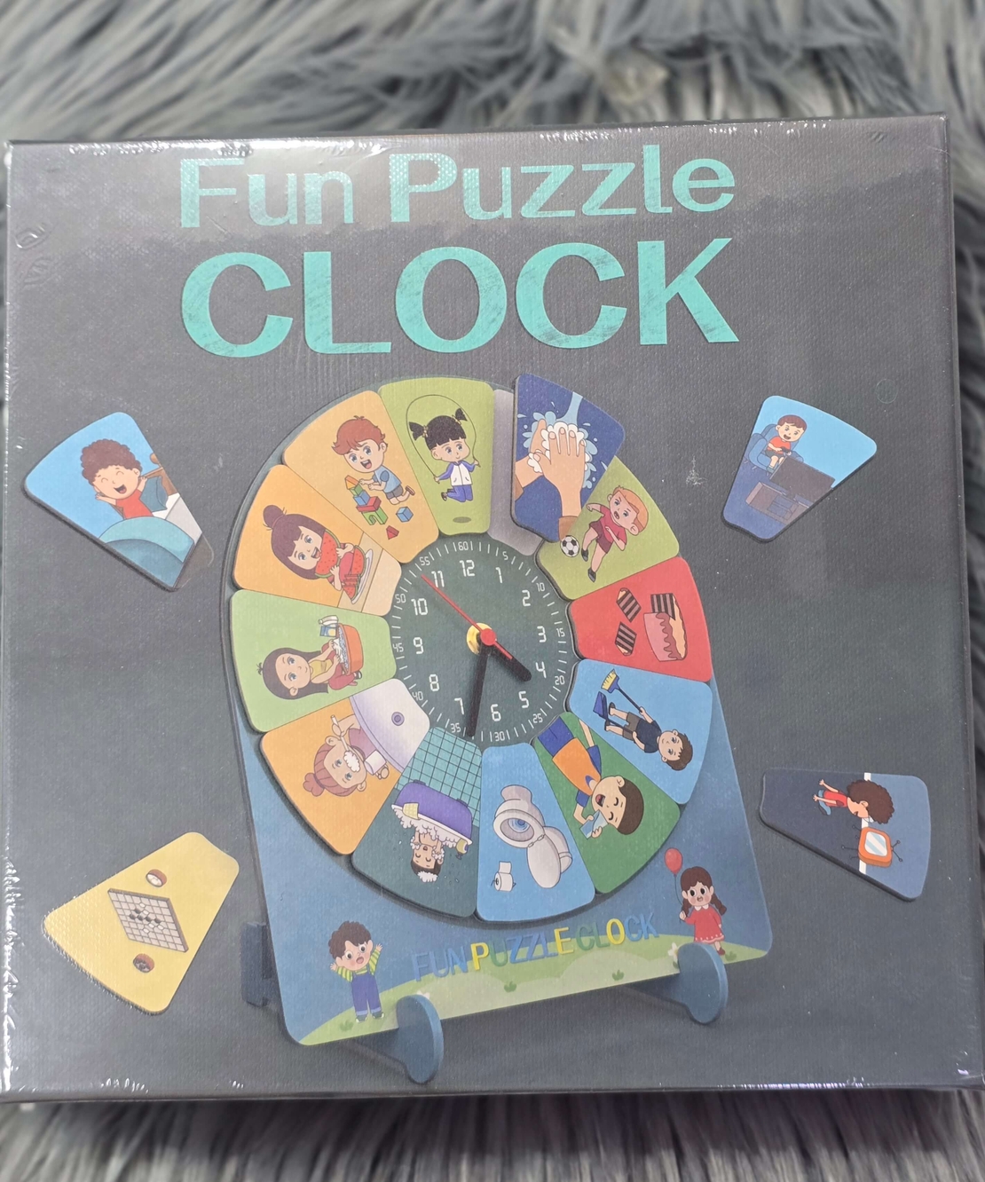 משחק עץ - שעון ופעולות Fun Puzzle Clock