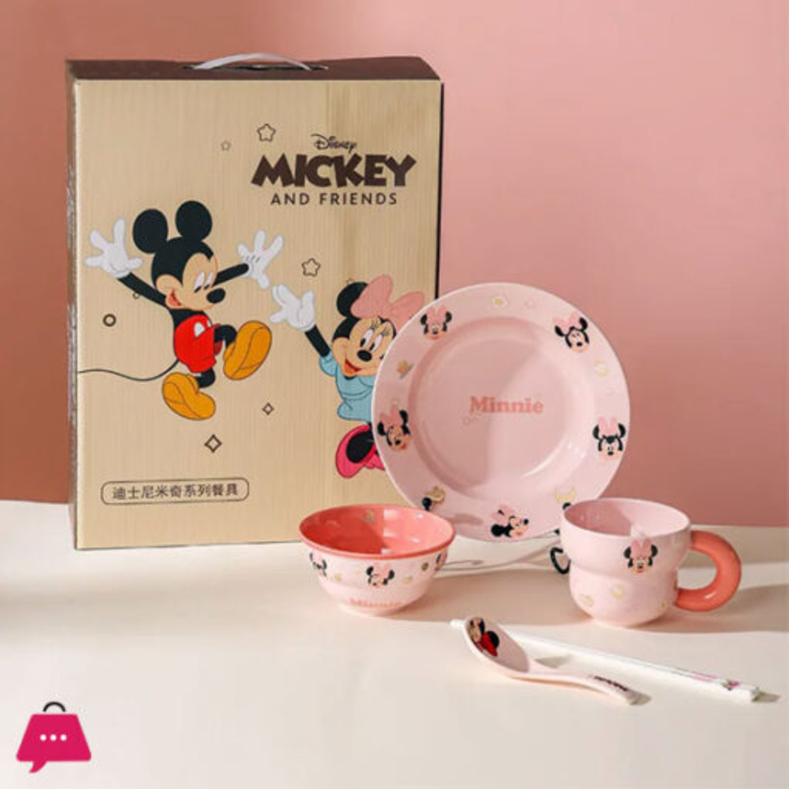 طقم عشاء من السيراميك من ديزني مكون من 6 قطع - ميكي ماوس وميني ماوس