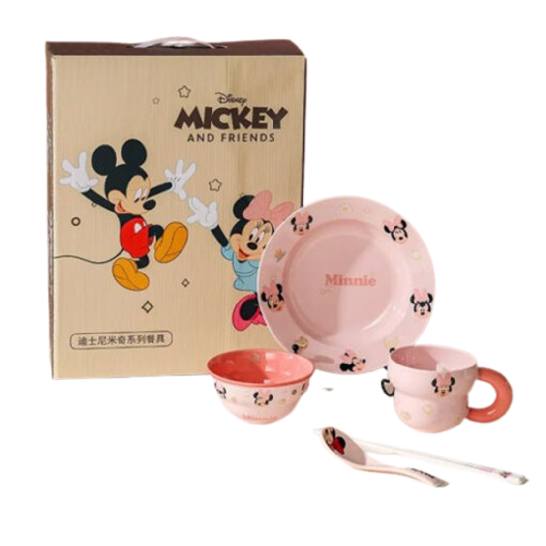 طقم عشاء من السيراميك من ديزني مكون من 6 قطع - ميكي ماوس وميني ماوس