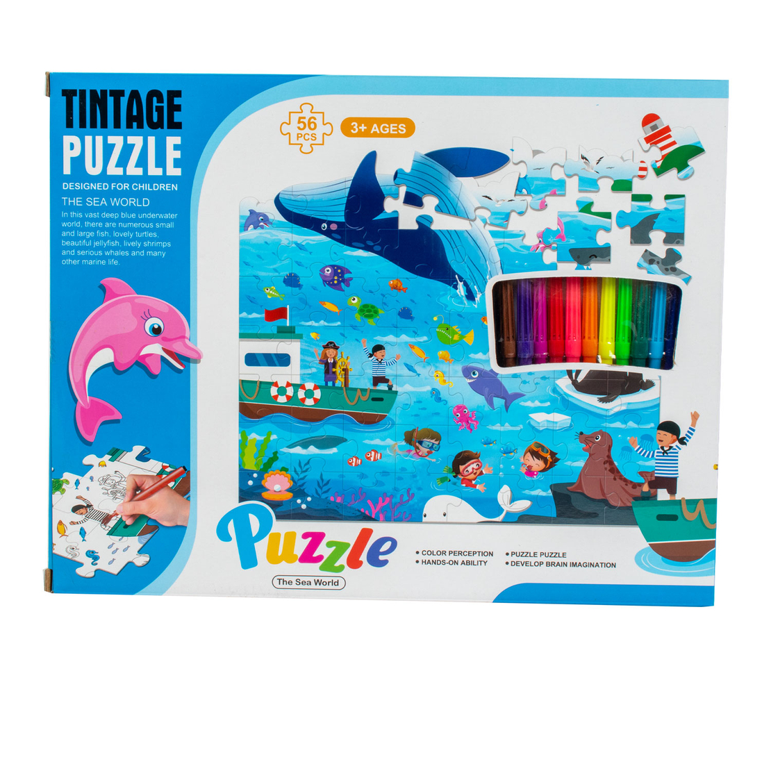 פאזל לצביעה -  עולם המים 56 חלקים