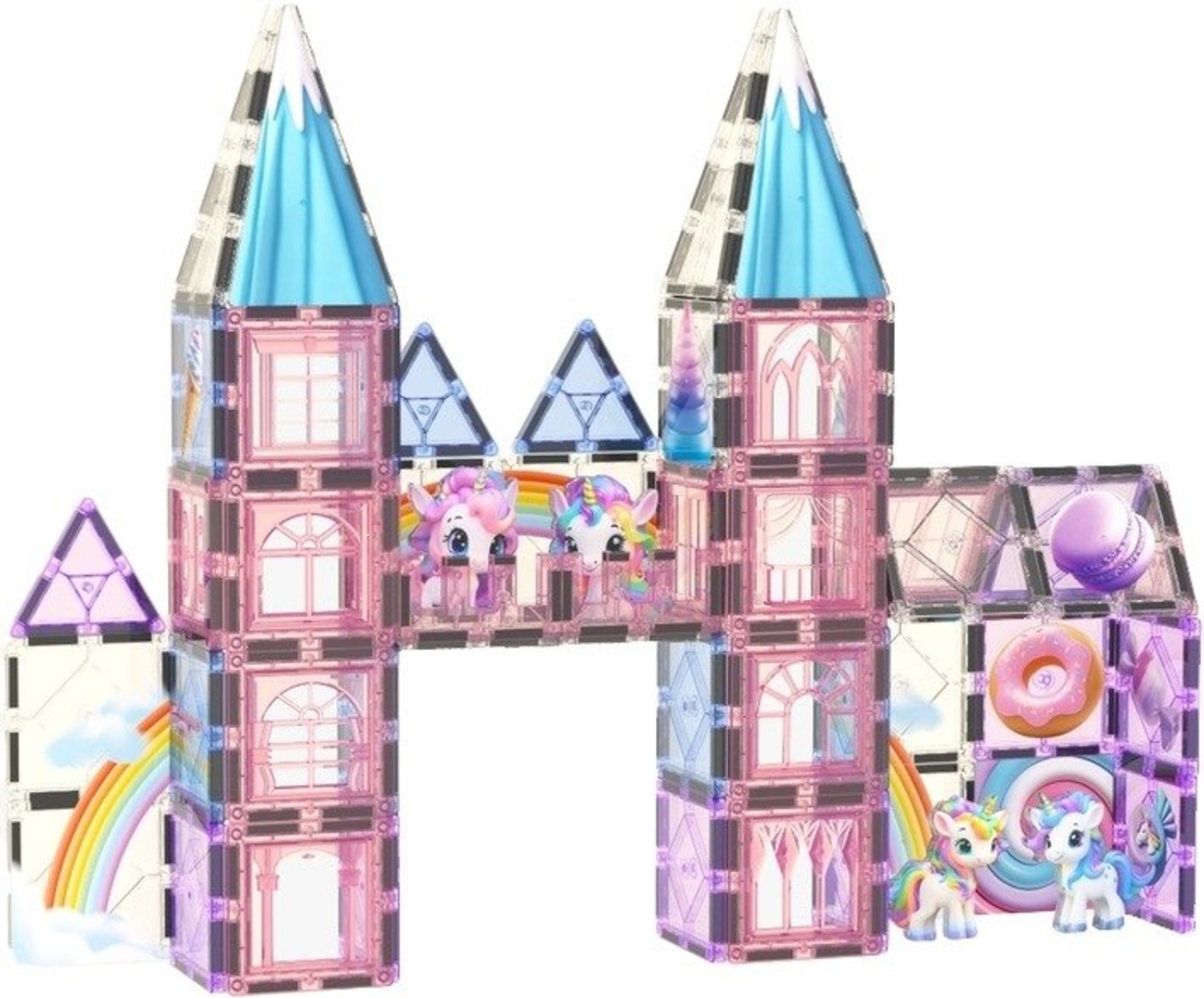 חלקי מגנט להרכבה בתלת מימד 100 חלקים Playmager - טירת הממתקים