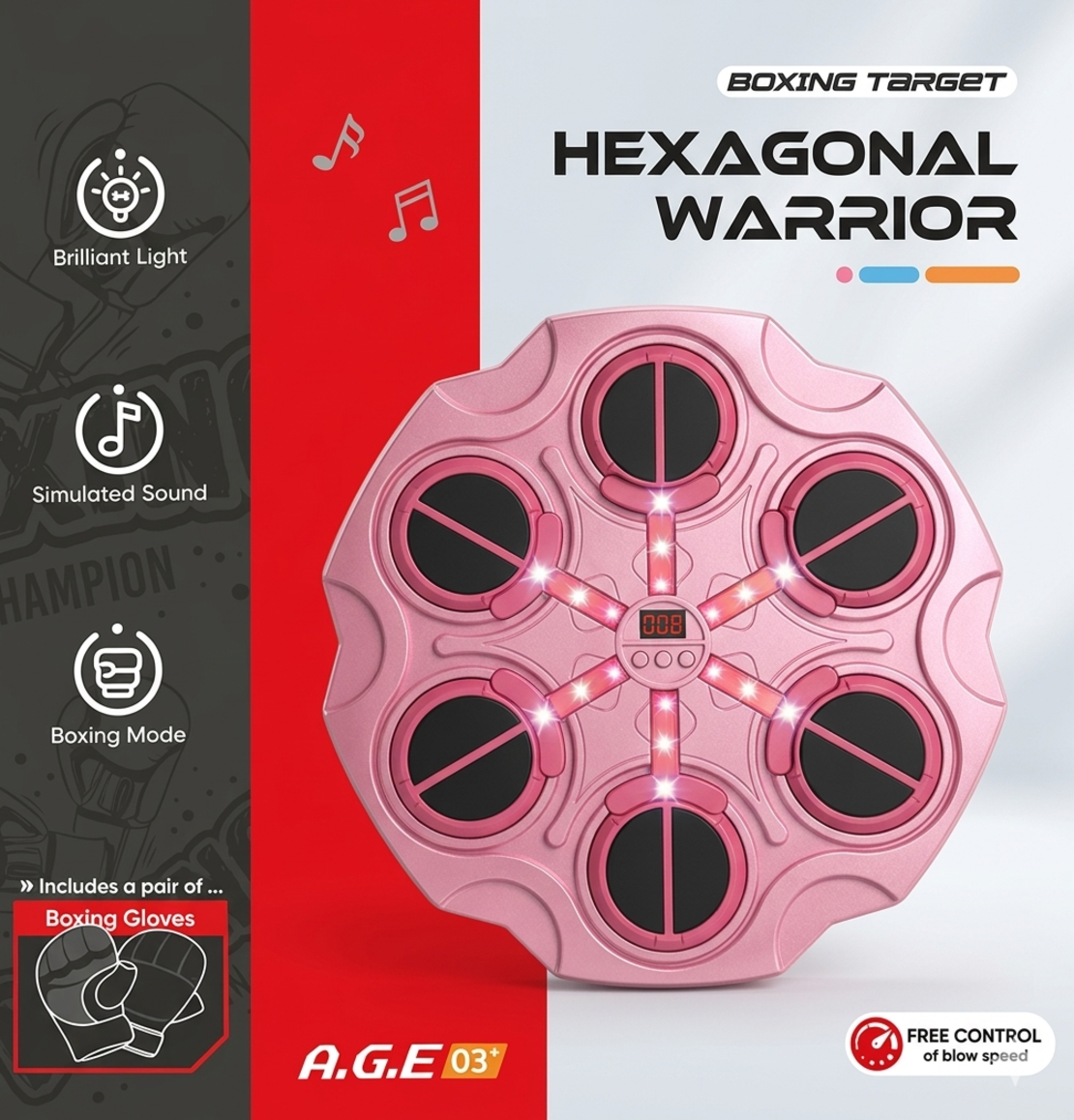 מתקן איגרוף BOXING Hexagonal Warrior - ורוד