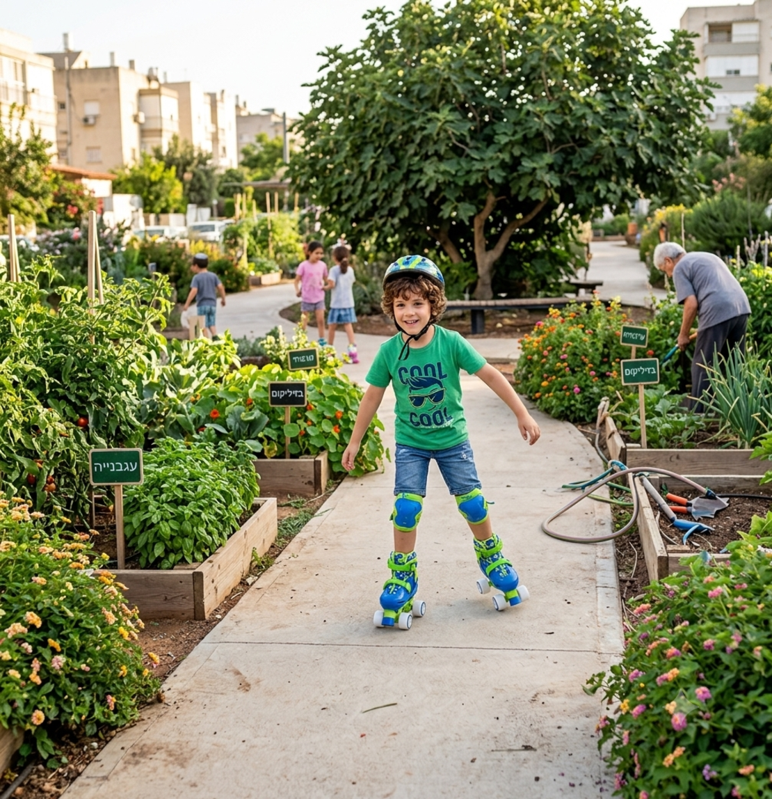 גלגיליות ורולר לילדים מתכווננות 2 ב 1 ירוק כחול Skater