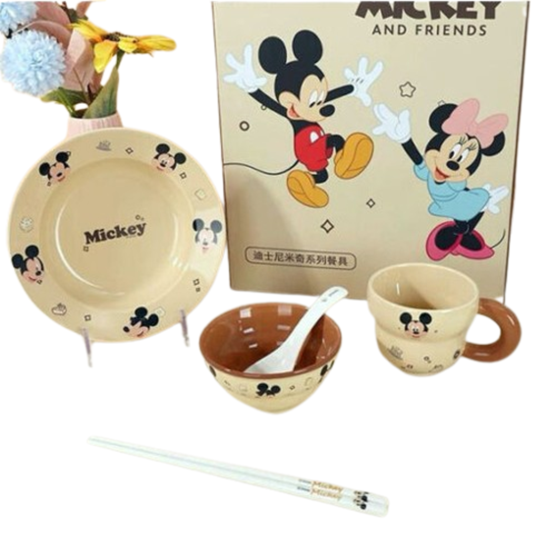 طقم عشاء من السيراميك من ديزني مكون من 6 قطع - ميكي ماوس