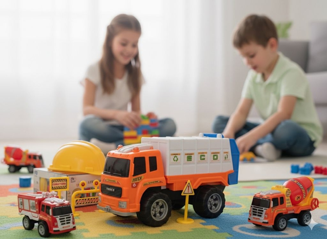 شاحنة قمامة + ملحقات وخوذة